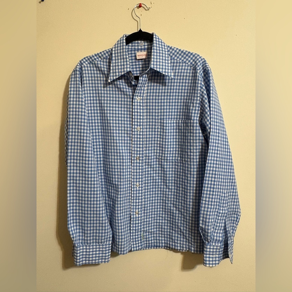 Saks Fifth Avenue Women’s Medium long sleeve shirt blue and white checks